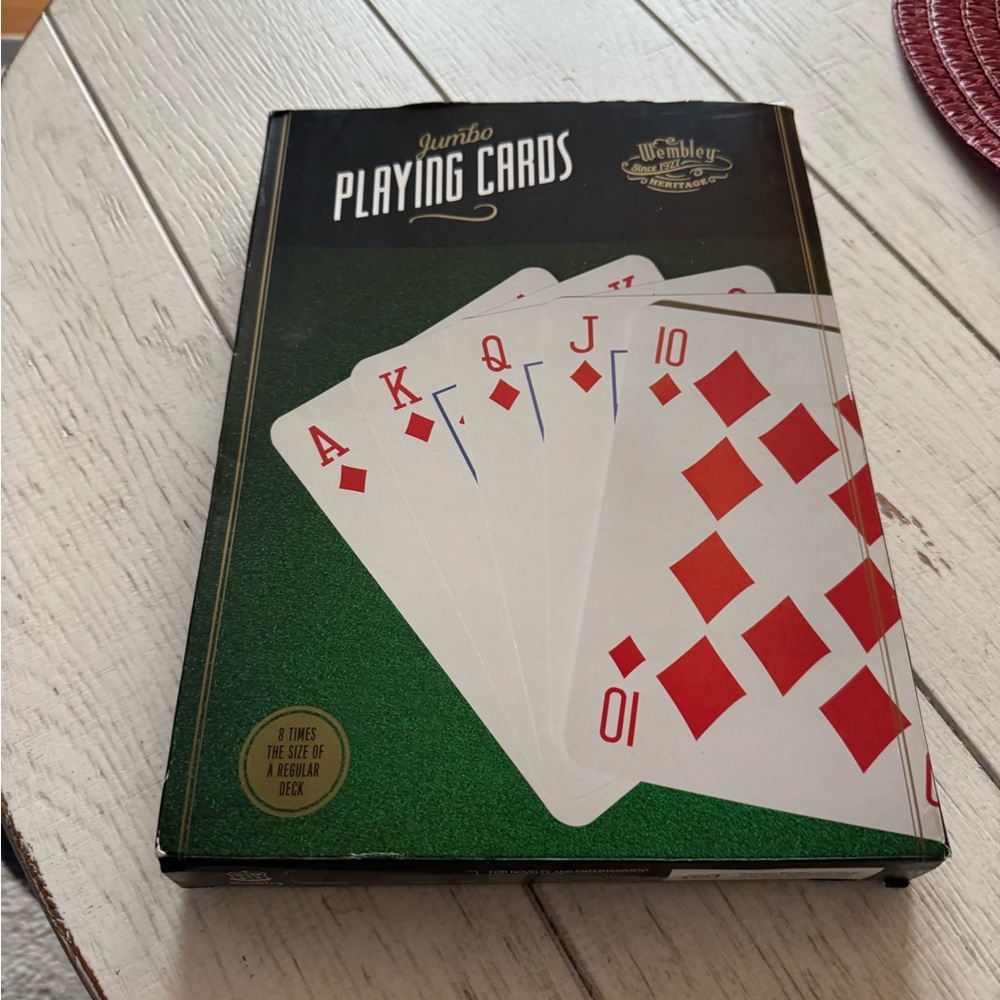 Wembley Jumbo Playing Cards - Classic Green and Red- FUN GIFT
